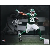 Breece Hall New York Jets Autographed 8" x 10" Stiff Arm vs. Cleveland Browns Spotlight Photograph