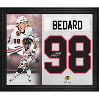 Connor Bedard Chicago Blackhawks Autographed Framed 20" x 24" White Jersey Number Collage