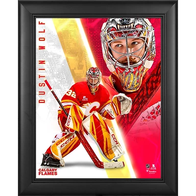 Dustin Wolf Calgary Flames Framed 13" x 16" Radiance Collage