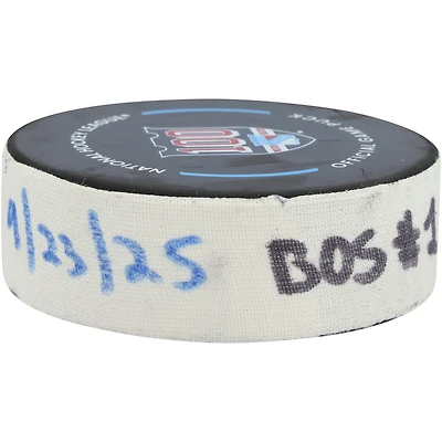 Matěj Blümel Boston Bruins Game-Used Goal Puck vs. New York Rangers on September 23, 2025