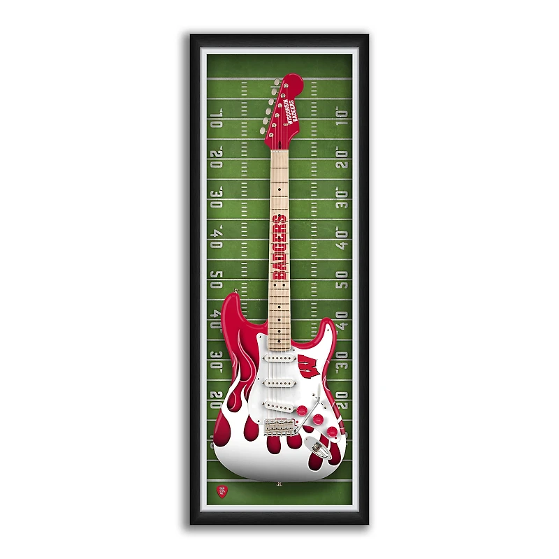 Wisconsin Badgers 14" x 37" Electric Guitar Framed Art Print