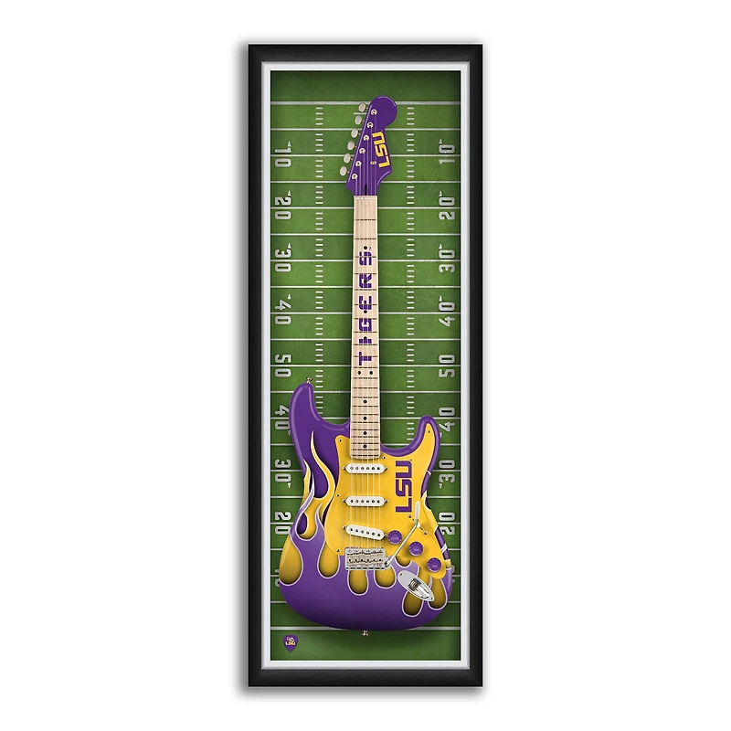 LSU Tigers 14" x 37" Electric Guitar Framed Art Print