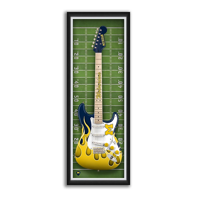 Michigan Wolverines 14" x 37" Electric Guitar Framed Art Print