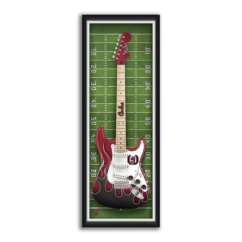 South Carolina Gamecocks 14" x 37" Electric Guitar Framed Art Print
