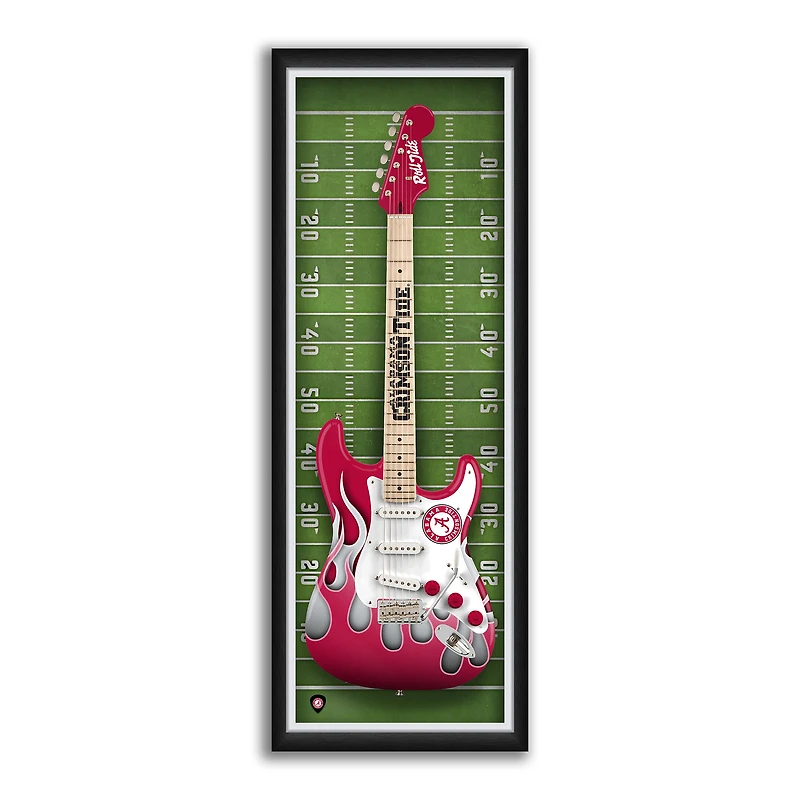Alabama Crimson Tide 14" x 37" Electric Guitar Framed Art Print