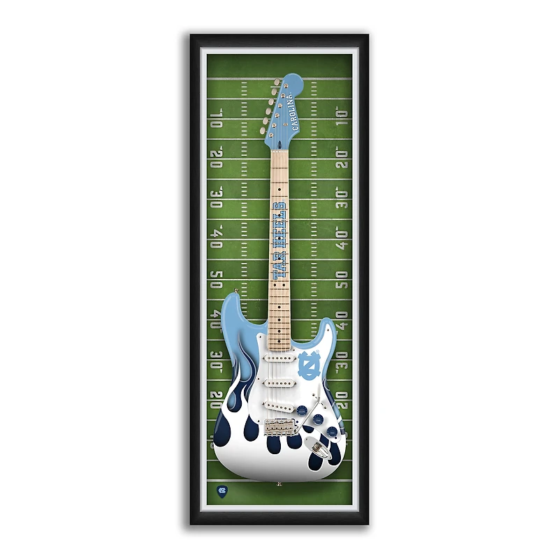 North Carolina Tar Heels 14" x 37" Electric Guitar Framed Art Print