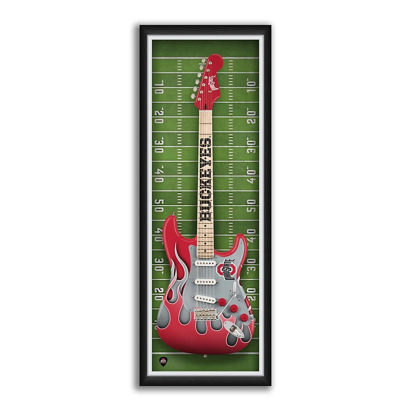 Ohio State Buckeyes 14" x 37" Electric Guitar Framed Art Print