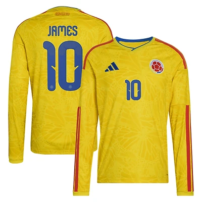 Men's adidas James Rodriguez Yellow Colombia National Team 2026 Home Replica Long Sleeve Jersey
