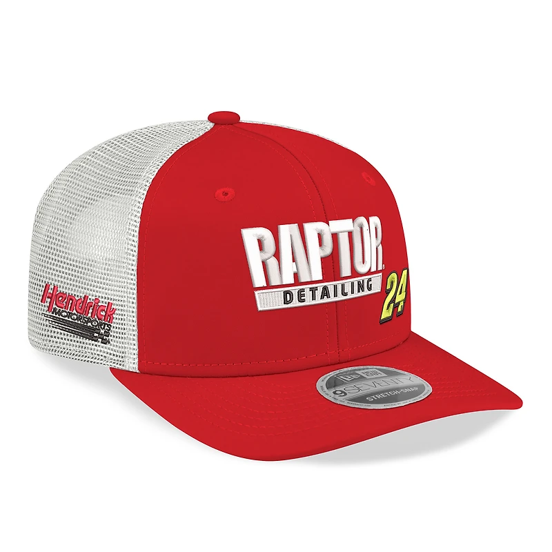 Men's New Era Red/White William Byron 2026 Raptor Detailing 9SEVENTY Adjustable Trucker Hat