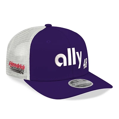 Men's New Era  Purple/White Alex Bowman 2026 ally 9SEVENTY Adjustable Trucker Hat