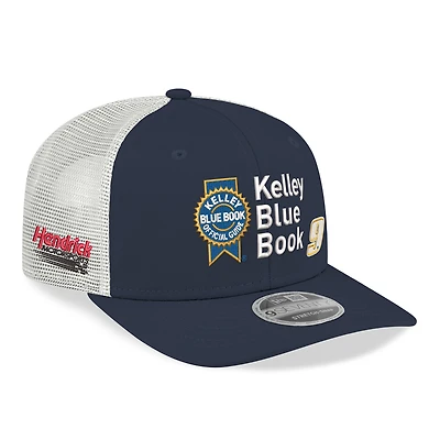 Men's New Era  Navy/White Chase Elliott 2026 Kelly Blue Book 9SEVENTY Adjustable Trucker Hat