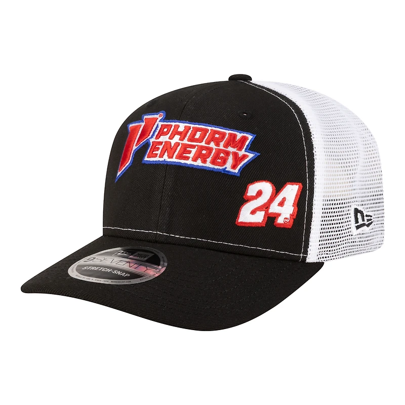Men's New Era  Black/White William Byron 2026 Phorm Energy 9SEVENTY Adjustable Trucker Hat