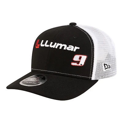 Men's New Era  Black/White Chase Elliott 2026 Llumar 9SEVENTY Adjustable Trucker Hat