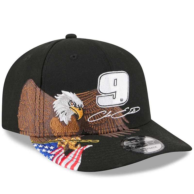 Men's New Era Black Chase Elliott A-Frame 9FIFTY Snapback Hat