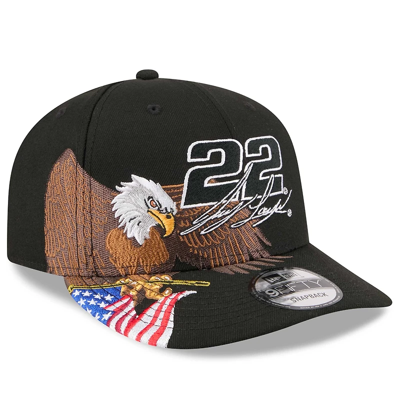Men's New Era Black Joey Logano Patriotic Eagle & Flag A-Frame 9FIFTY Snapback Hat