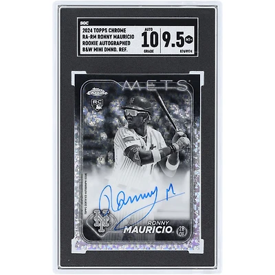 Ronny Mauricio New York Mets Autographed 2024 Topps Chrome Black & White Mini Diamond Refractor Rookie #RA-RM SGC Authenticated 9.5/10 Rookie Card