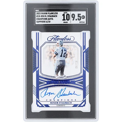 Roger Staubach Dallas Cowboys Autographed 2023 Panini Flawless Sapphire Champions #1X-RSH #6/10 SGC Authenticated 9.5/10 Card