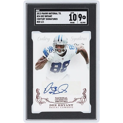 Dez Bryant Dallas Cowboys Autographed 2013 Panini National Treasures Red Century Signatures #24 #1/1 SGC Authenticated 9/10 Card