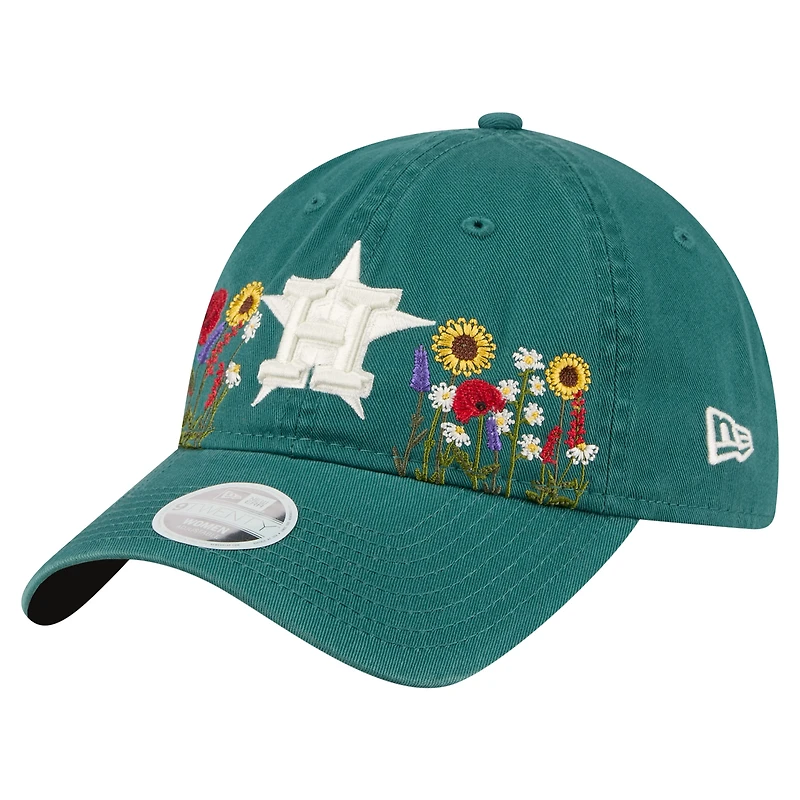 Women's New Era  Dark Green Houston Astros Floral Stitch 9TWENTY Adjustable Hat