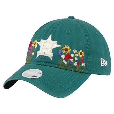 Women's New Era  Dark Green Houston Astros Floral Stitch 9TWENTY Adjustable Hat