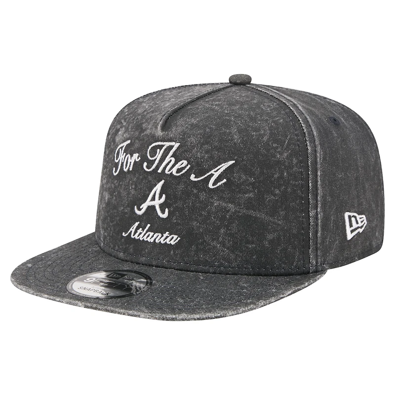 Men's New Era Black Atlanta Braves City Slogan A-Frame 9FIFTY Snapback Hat