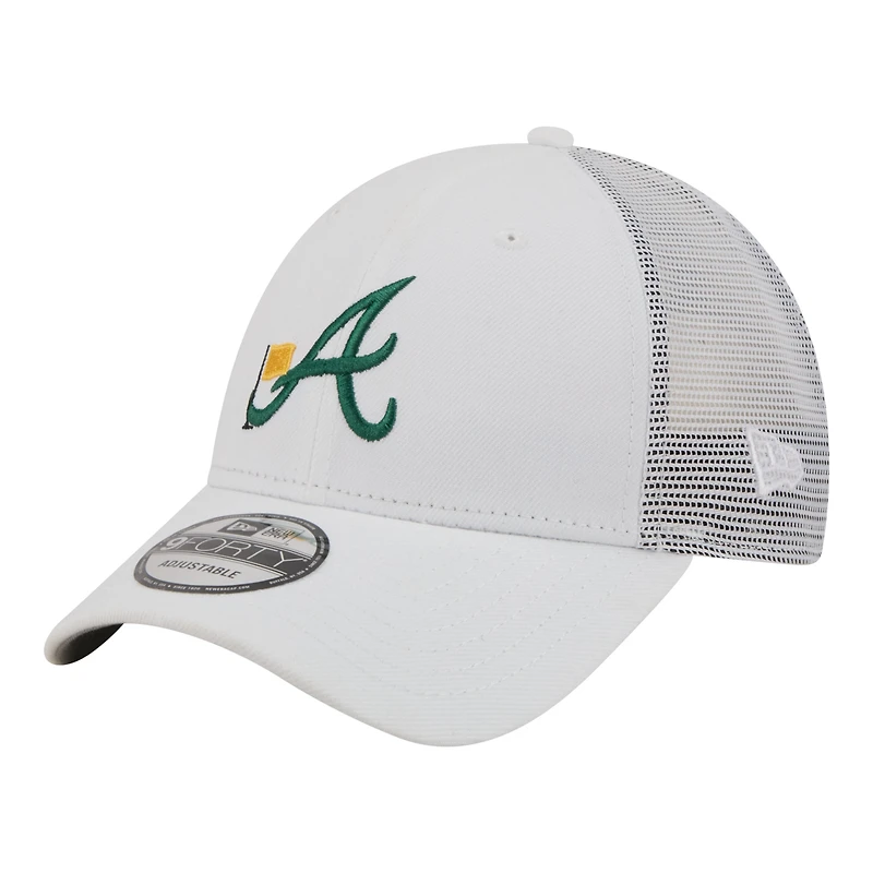Men's New Era White Atlanta Braves Flag 9FORTY Trucker Adjustable Hat