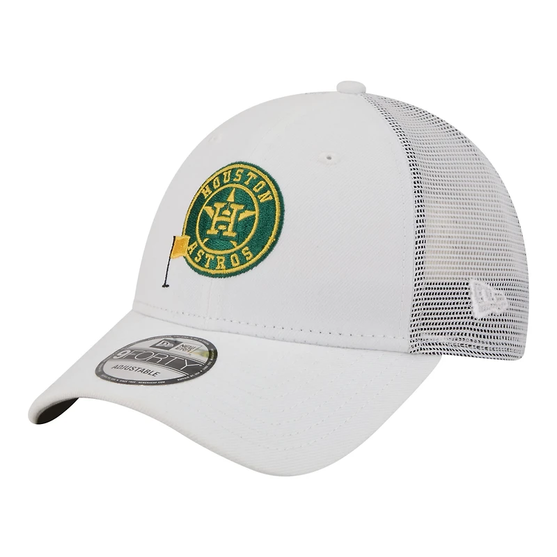 Men's New Era White Houston Astros Flag 9FORTY Trucker Adjustable Hat