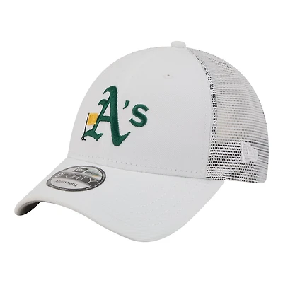 Men's New Era White Athletics Flag 9FORTY Trucker Adjustable Hat