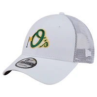 Men's New Era  White Baltimore Orioles Flag 9FORTY Trucker Adjustable Hat
