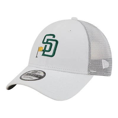 Men's New Era  White San Diego Padres Flag 9FORTY Trucker Adjustable Hat