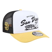Men's New Era  White/Gold San Diego Padres Foodie A-Frame 9FIFTY Trucker Snapback Hat