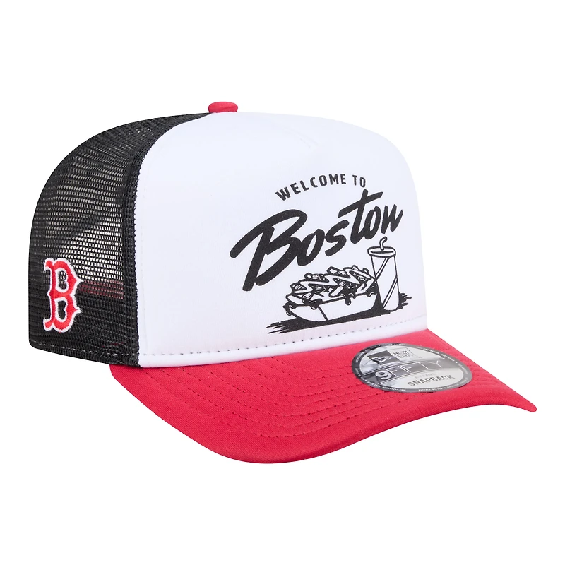 Men's New Era White/Red Boston Red Sox Foodie A-Frame 9FIFTY Trucker Snapback Hat