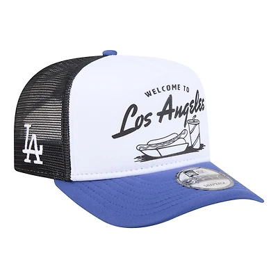 Men's New Era  White/Royal Los Angeles Dodgers Foodie A-Frame 9FIFTY Trucker Snapback Hat
