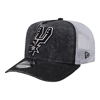 Men's New Era  Black/White San Antonio Spurs Washed Meshback 9FIFTY Adjustable Hat
