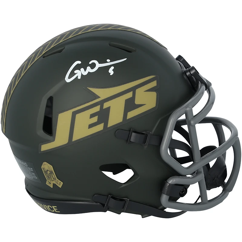 Garrett Wilson New York Jets Autographed Riddell 2025 Salute To Service Speed Mini Helmet