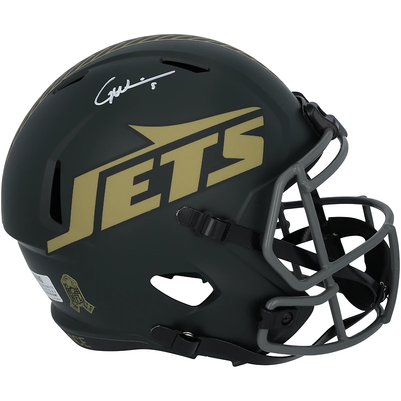Garrett Wilson New York Jets Autographed Riddell 2025 Salute To Service Speed Replica Helmet