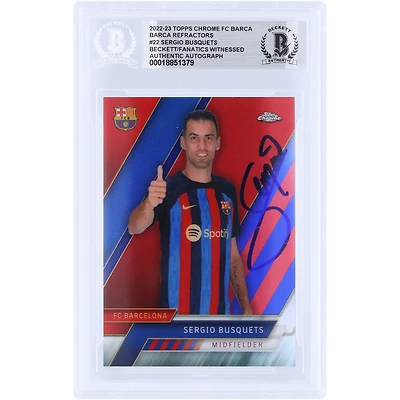 Sergio Busquets Barcelona Autographed 2022-23 Topps Chrome FC Barca Barca Refractors #22 #/99 Beckett Fanatics Witnessed Authenticated Card