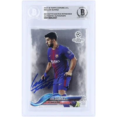 Luis Suarez Barcelona Autographed 2017-18 Topps Chrome UCL #62 Beckett Fanatics Witnessed Authenticated Card
