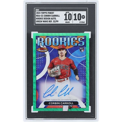 Corbin Carroll Arizona Diamondbacks Autographed 2023 Topps Finest Rookies Green Wave Refractor #RDA-CC #32/99 SGC Authenticated 10/10 Rookie Card