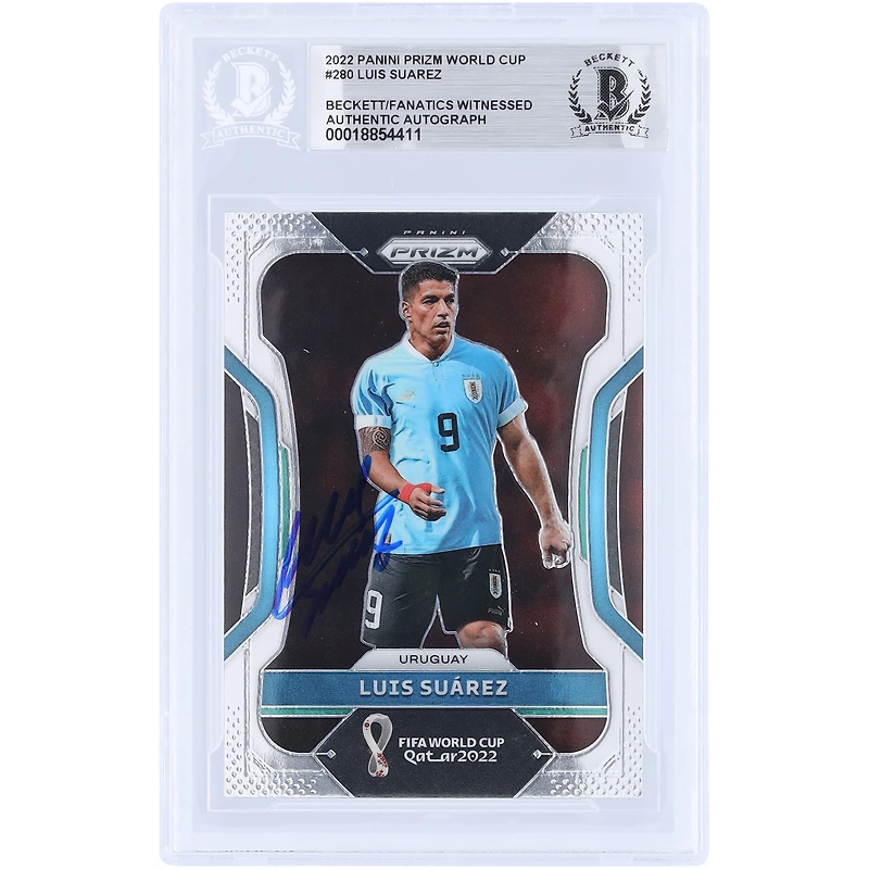 Luis Suarez Uruguay National Team Autographed 2022 Panini Prizm World Cup Qatar #280 Beckett Fanatics Witnessed Authenticated Card