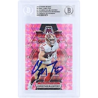 Christian McCaffrey San Francisco 49ers Autographed 2023 Panini Mosaic Camo Pink Mosaic #213 Beckett Fanatics Witnessed Authenticated Card