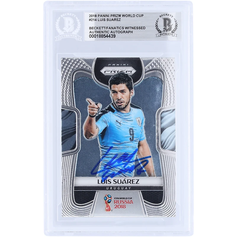 Luis Suarez Uruguay National Team Autographed 2018 Panini Prizm World Cup Russia #214 Beckett Fanatics Witnessed Authenticated Card