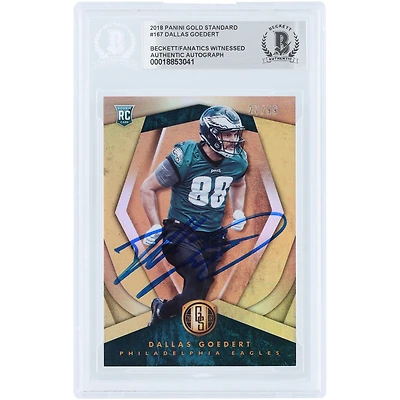 Dallas Goedert Philadelphia Eagles Autographed 2018 Panini Gold Standard #167 #/99 Beckett Fanatics Witnessed Authenticated Rookie Card