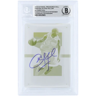 Chris Paul Wake Forest Demon Deacons Autographed 2016 Panini National Treasures Collegiate Yellow Printing Plate #8 #1/1 Beckett Fanatics Witnessed Authenticated Card