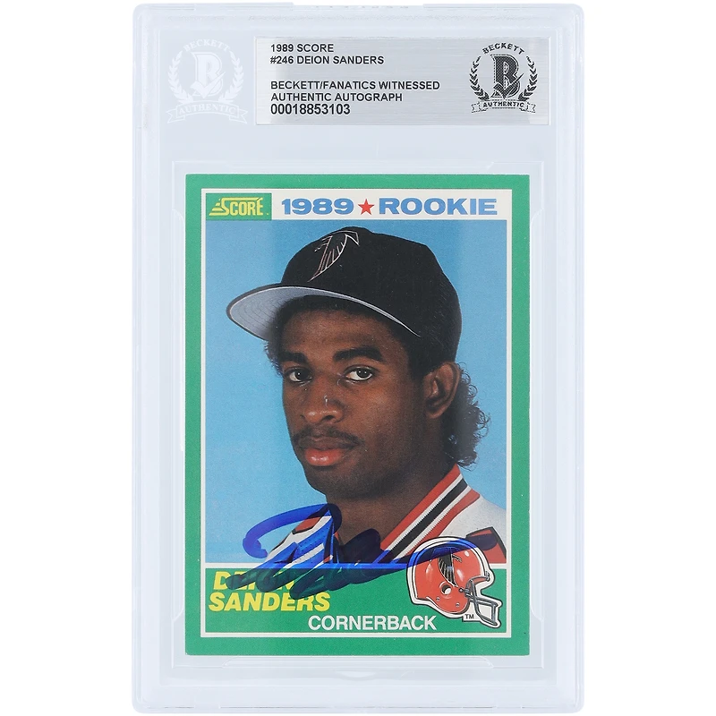 Deion Sanders Atlanta Falcons Autographed 1989 Score #246 Beckett Fanatics Witnessed Authenticated Rookie Card