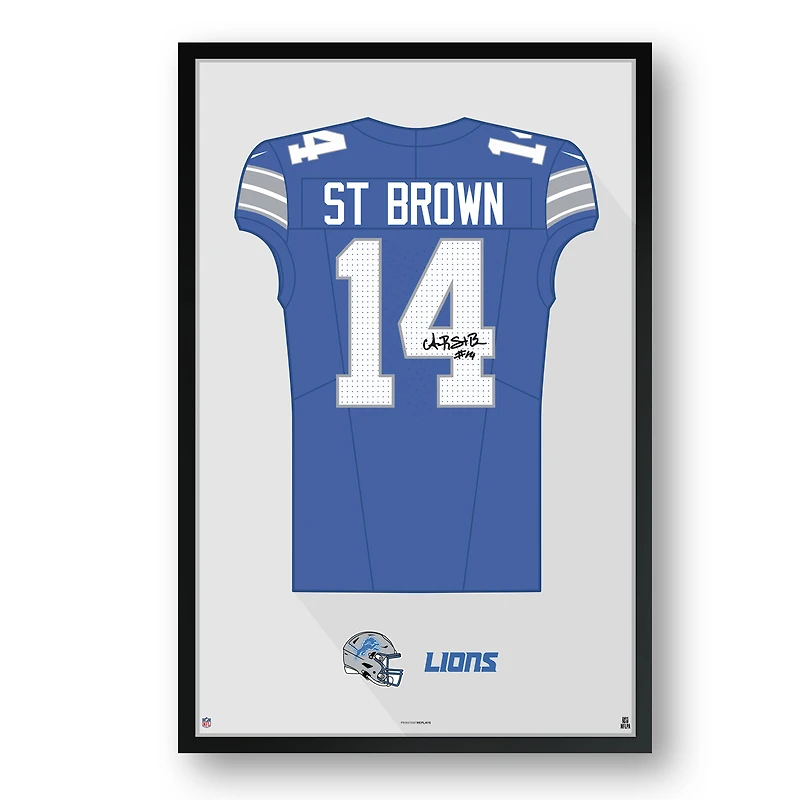 Amon-Ra St. Brown Detroit Lions 27" x 39" Home Jersey Framed Art Print
