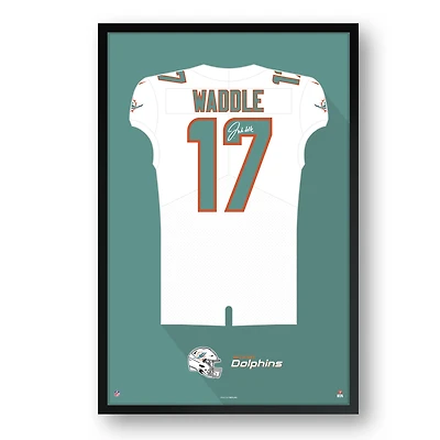 Jaylen Waddle Miami Dolphins 27" x 39" Away Jersey Framed Art Print