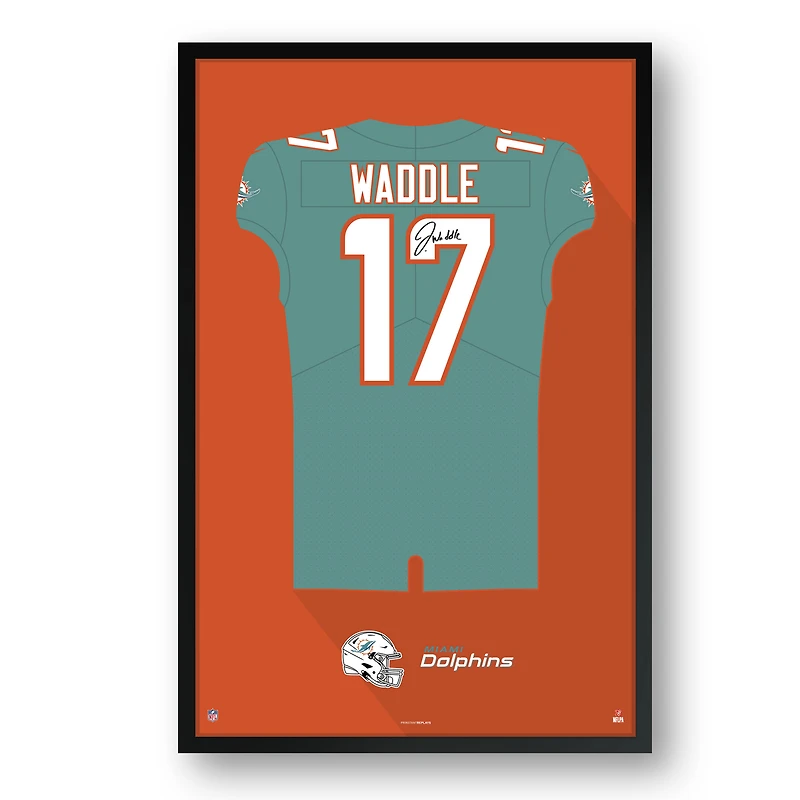 Jaylen Waddle Miami Dolphins 27" x 39" Home Jersey Framed Art Print