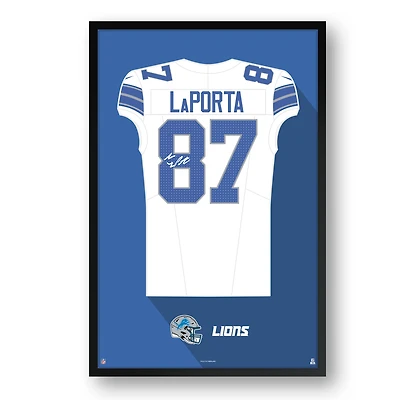 Sam LaPorta Detroit Lions 27" x 39" Away Jersey Framed Art Print