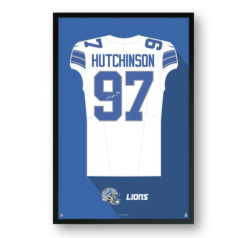 Aidan Hutchinson Detroit Lions 14" x 20" Away Jersey Framed Art Print
